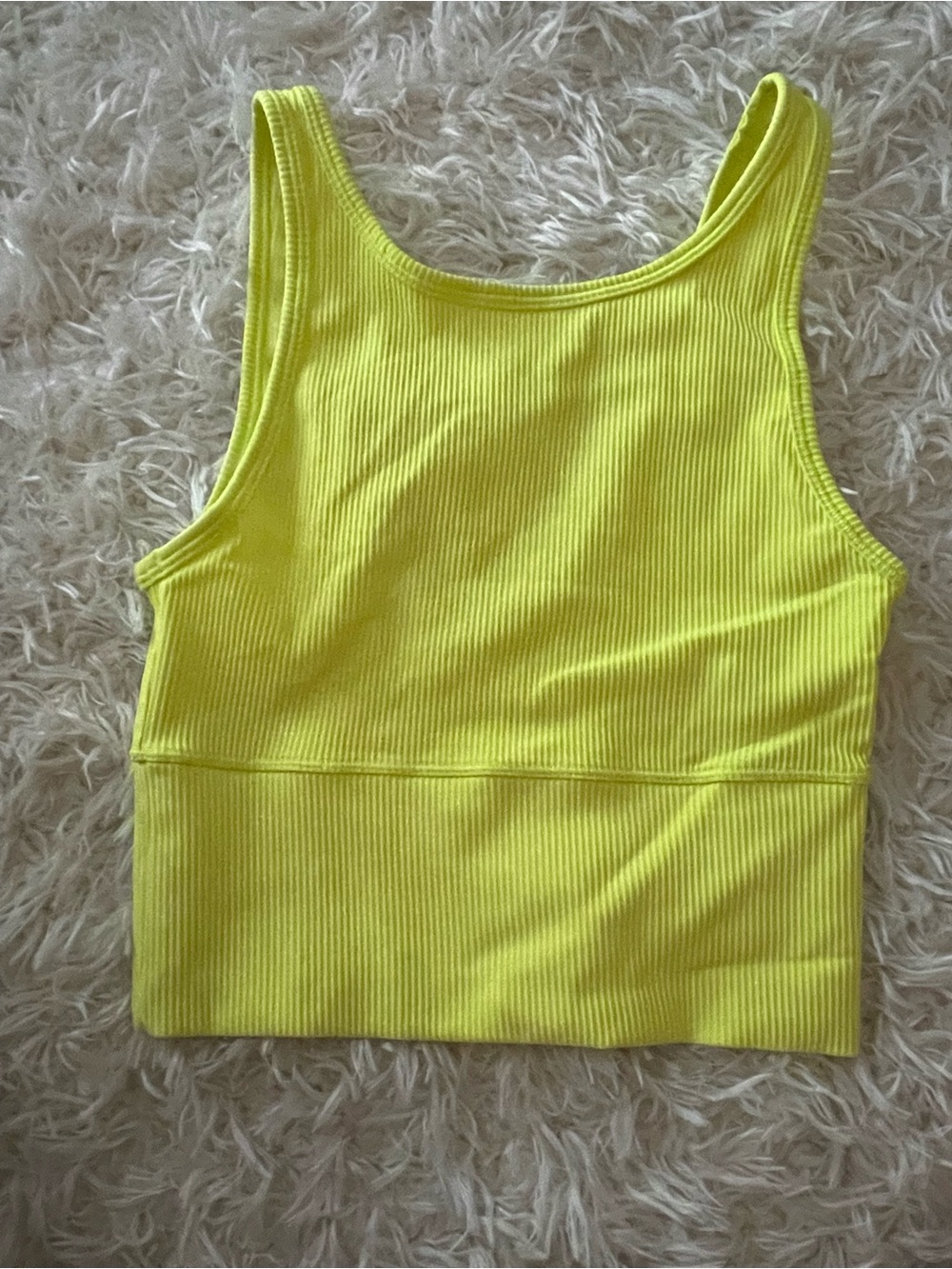 lululemon athletica Neon Yellow Ribbed Crop Tank